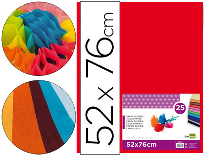 25h. papel seda Liderpapel 52x76cm. 18g/m² rojo